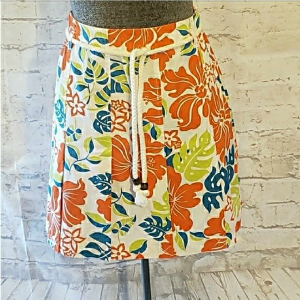 Herman Geist Vibrant Flower Skirt NWOT